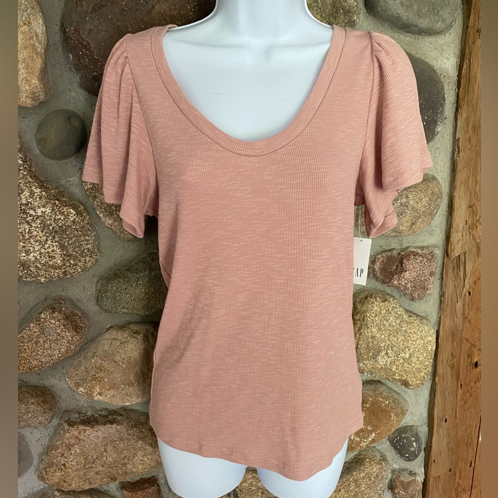 NWT GAP RIB TEE - medium, pink